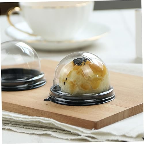 Miniatura 9 de Caja de embalaje Mini contenedor para tartas Mooncake Dome Box Muffin Pod Holder Plástico transparente individual con base negra, 50 unidades