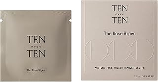 tenoverten - The Rose Wipes Acetone-Free Nail Polish Remover Cloths | Clean, Natural, Non-Toxic Nail Care (1 Box, 6 Wipes)