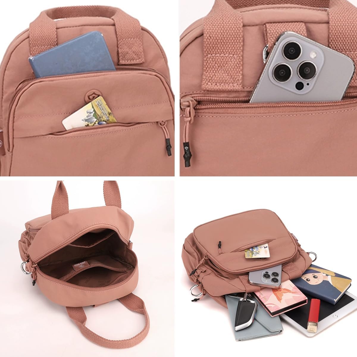 Casual 10.2 Inch Mini Backpack Nylon Lightweight Durable Adjustable Shoulder Straps Small Travel Bag - Image 5