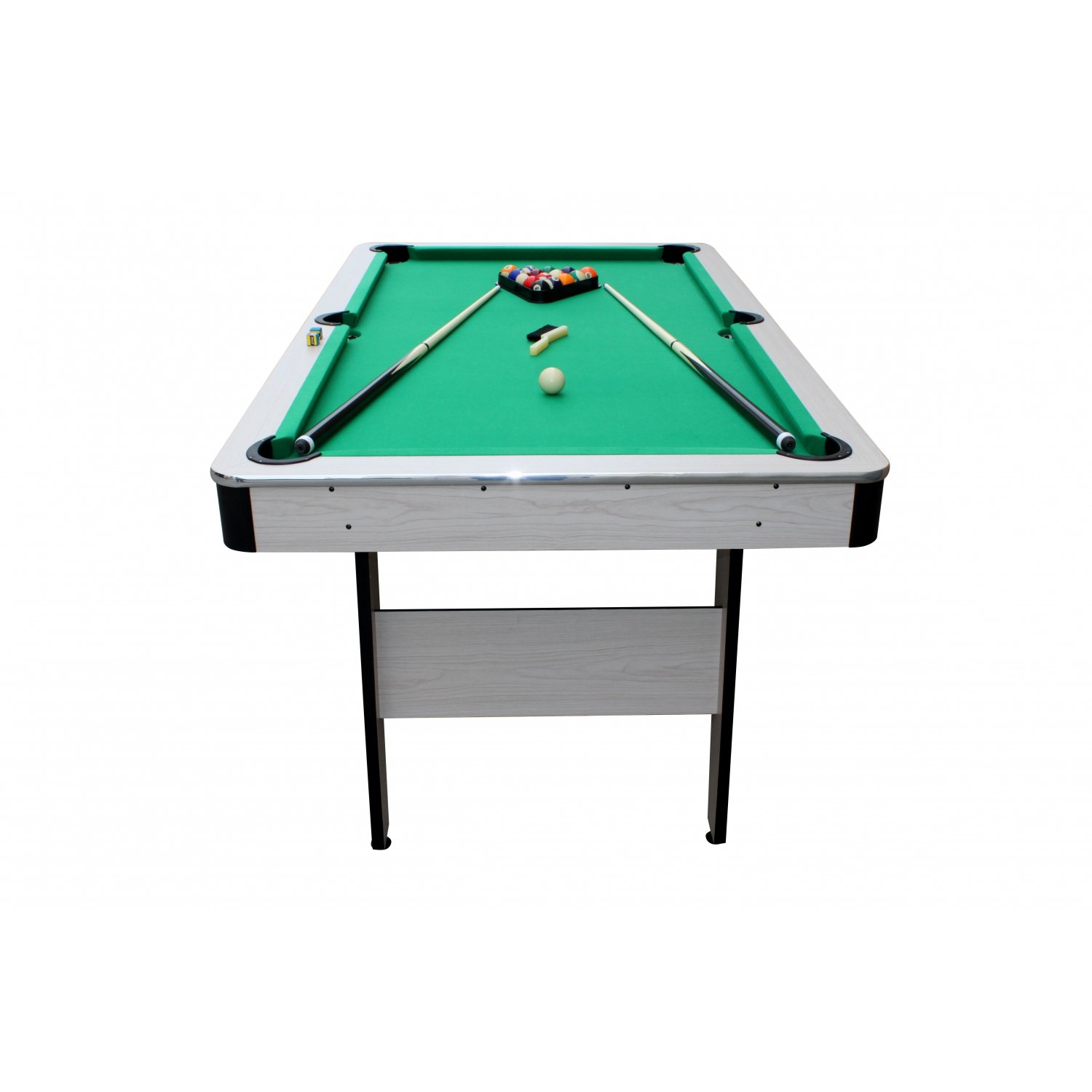 CONCEPT USINE | Billard Américain en Bois Gris Orlando | Design Contemporain | Tapis Vert | Bordures Capitonnées | Accessoires de Qualité Inclus | Idée de Cadeau Jeu, Famille et Décoration