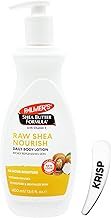 Palmer's Shea Butter Formula Raw Shea Nourish Body Lotion 400ml – Deep Moisturising with Vitamin E | 48H Hydration for Dry Skin with Cosmetic Spatula – Softens, Restores and Paraben-Free