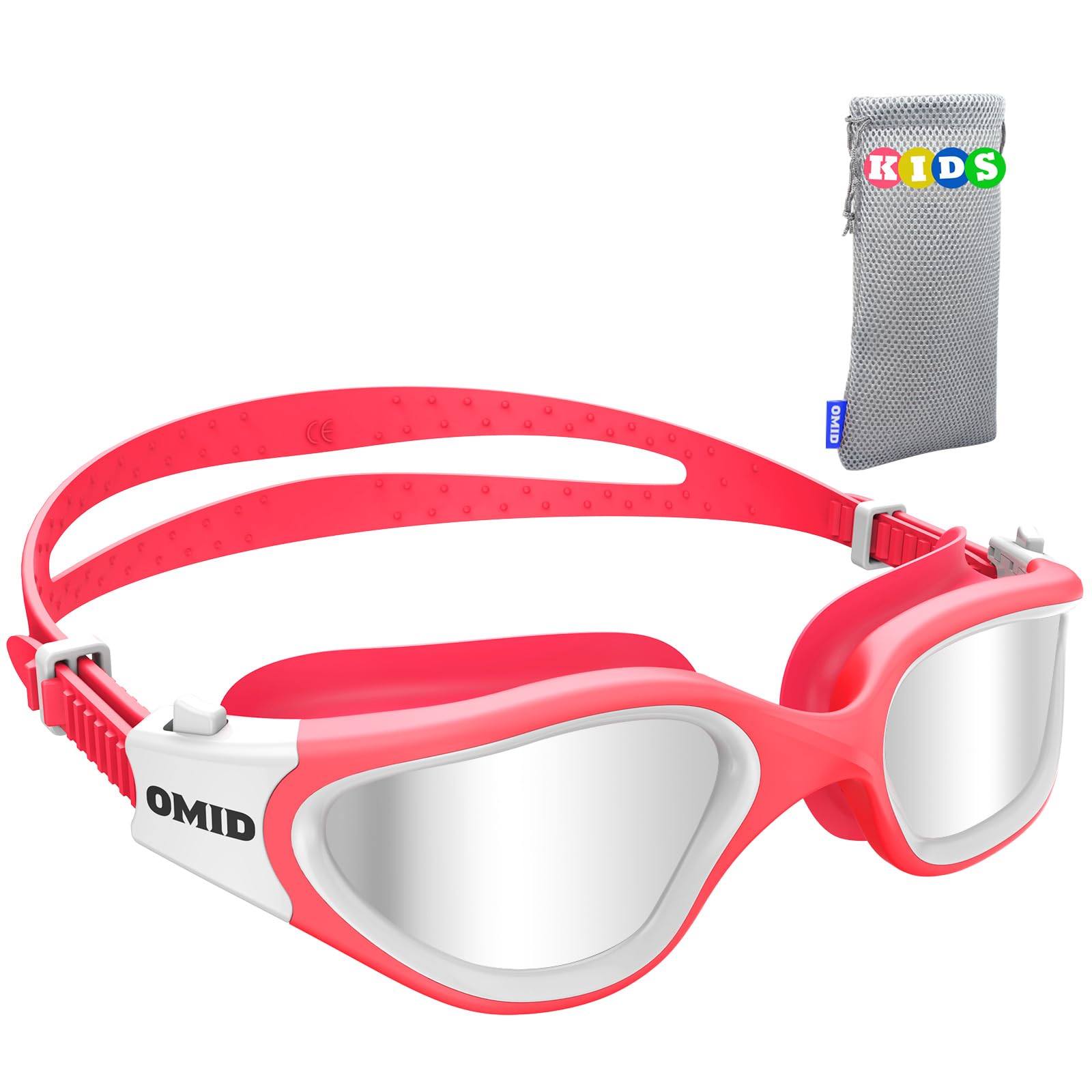OMID Kinder Schwimmbrille, P2mini polarisierte Schwimmbrille bequem für Alter 6-14
