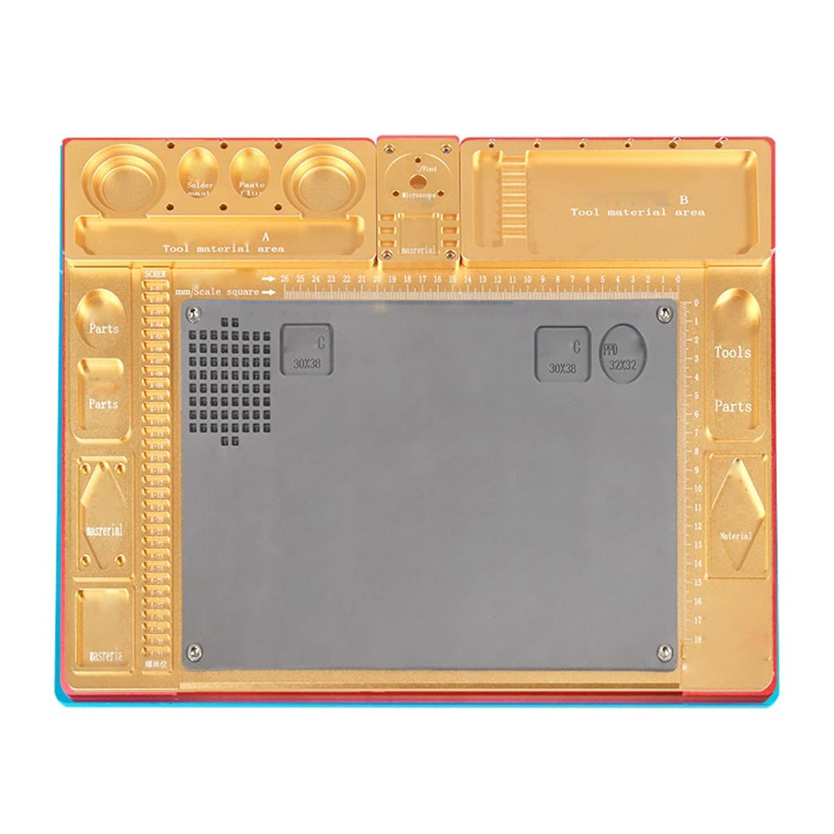 Accessori per microscopio da laboratorio Wl. Microscopio in lega di alluminio Base ad alta resistenza al calore resistenza al calore strumenti di manutenzione Organizzatore Scrivania(Yellow)