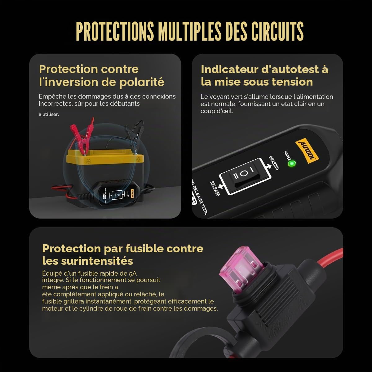 AUTOOL BT10 EPB Outil de déverrouillage d'urgence de frein à double canal et contrôle de recul pour desserrer et réinitialiser le frein de stationnement électronique pour voiture