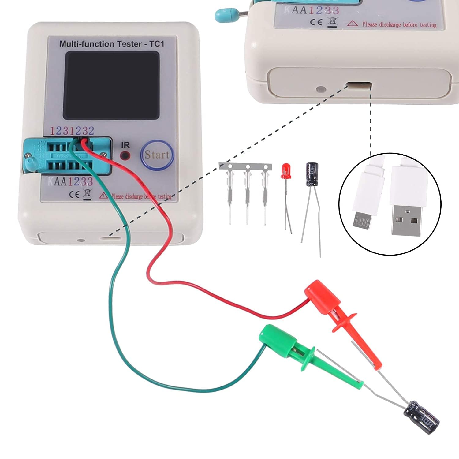 REES52 LCR-TC1 Multi-Function Tester Colorful Display Pocketable Multifunctional TFT Backlight Transistor 1.8 inch for Diode Triode Capacitor Resistor Transistor LCR ESR NPN PNP MOSFET (LCR-TC1) — Amazon image 6