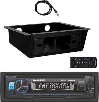 Blaupunkt Beverly Hills 160 Single DIN Detachable Faceplate Bluetooth DVD/CD Player AM/FM Radio Stereo Receiver W/Fully Enclosed Under Dash/Overhead Installation Mounting Kit, 22" Radio Antenna