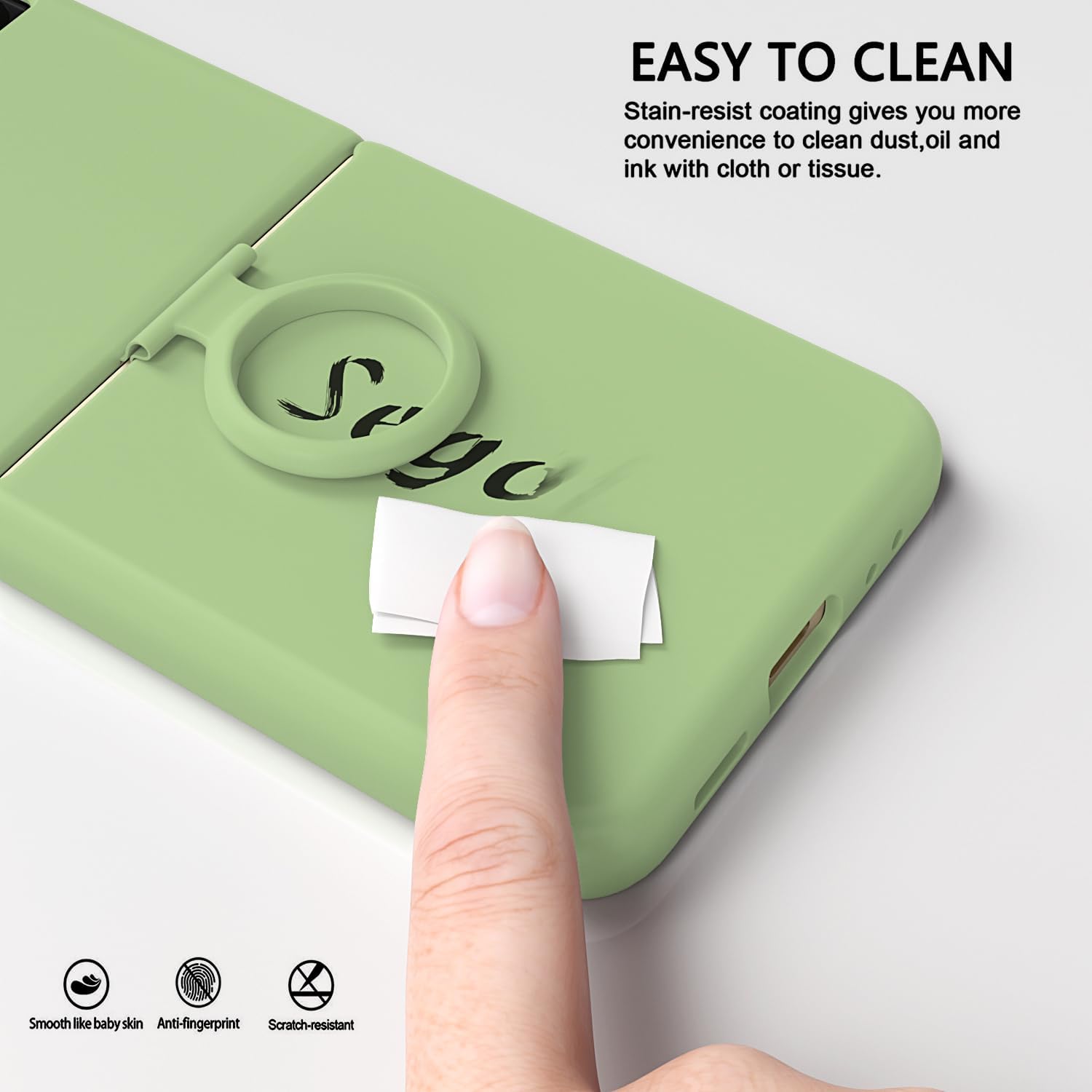 E Segoi Designed for Galaxy Z Flip 3 Case, Liquid Silicone Gel Rubber Shockproof Case Soft Microfiber Cloth Lining Cushion Compatible with Galaxy Z Flip 3 5G (Matcha)