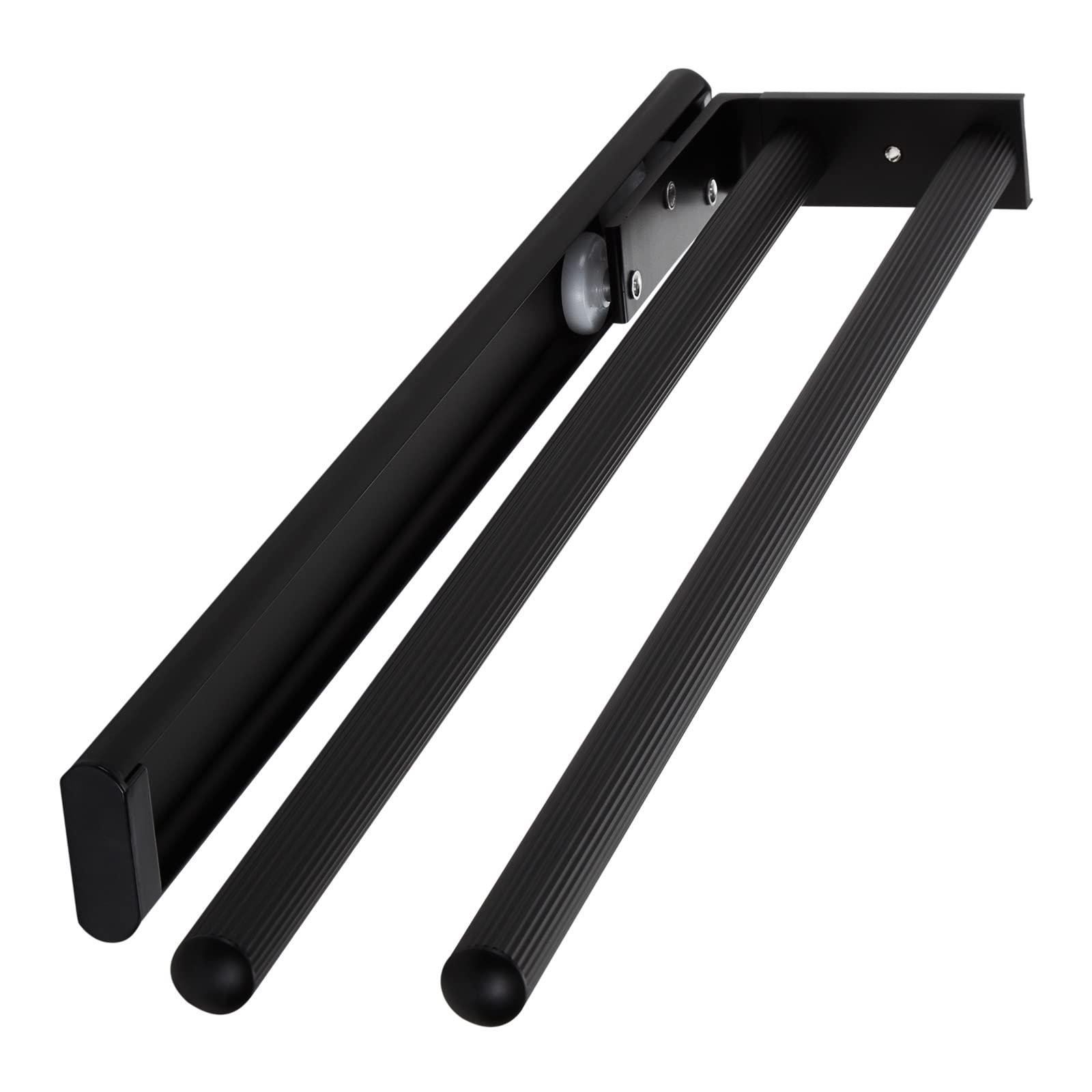 SOTECH Portasciugamani in alluminio TED a 2 bracci nero opaco (450-730 mm, estensibile, girevole) Portasciugamani telescopico adatto per bagno o cucina