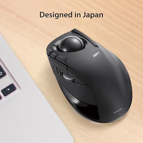 Miniatura 6 de ELECOM DEFT Trackball Mouse inalámbrico 24 GHz control de dedo función de 8 botones con seguimiento suave diseño ergonómico sensor óptico de juegos