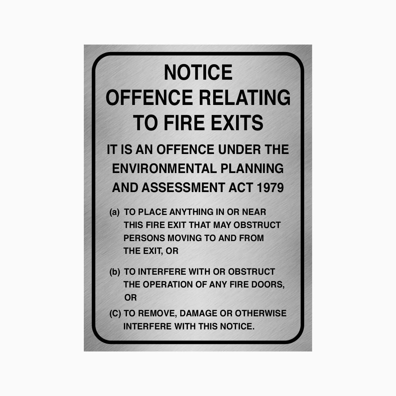NOTICE OFFENCE RELATING TO FIRE EXITS Sign Metal Tin Sign 8 x 12 inch for Industrial & Commercial Series