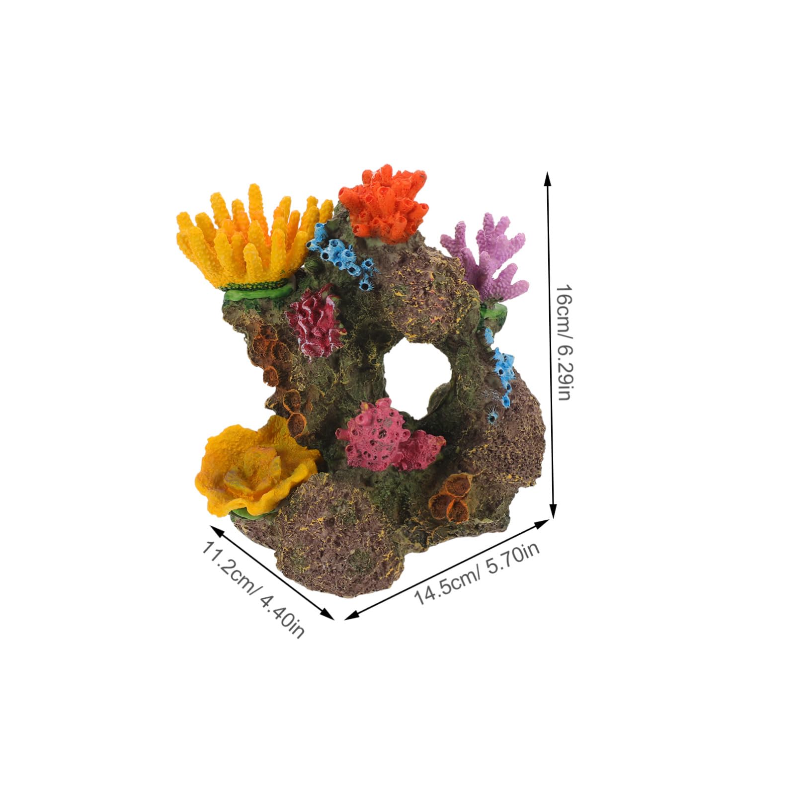 SEWACC Aquarium Deko Resin Korallenriff Höhle Fisch Aquarium Landschaftsornament mit Detailreicher Farbiger Korallenstruktur Versteckhaus für Kampffische zum Ausruhen Züchten