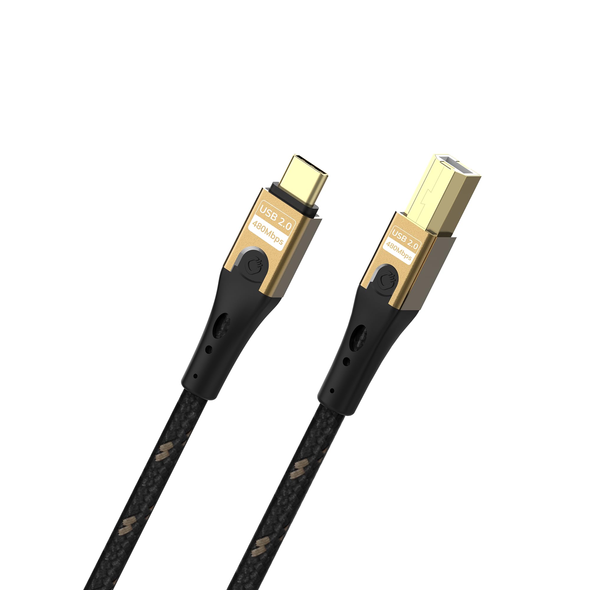 Oehlbach D1C9548 kabel USB C USB 2.0 USB-C, wtyczka USB B 2 m czarny/złoty ekranowanie pleciony