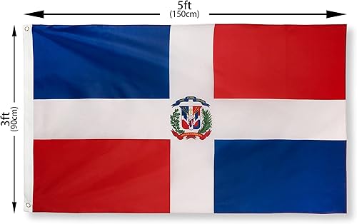 Miniatura 3 de DANF - Bandera dominicana de poliéster de 3 x 5 pies, bandera de República Dominicana, banderas nacionales de poliéster con ojales de latón, 3 x 5