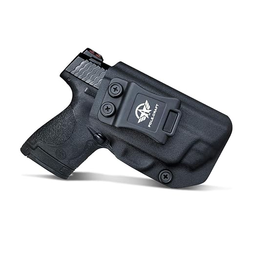 POLE.CRAFT IWB Kydex Holster Fit: Smith & Wesson M&P Shield M2.0 9mm/.40 S&W 3.1" Barrel with Integrated Crimson Trace Laser - Adj. Cant Retention - Cover Mag-Button - No Wear - No Jitter