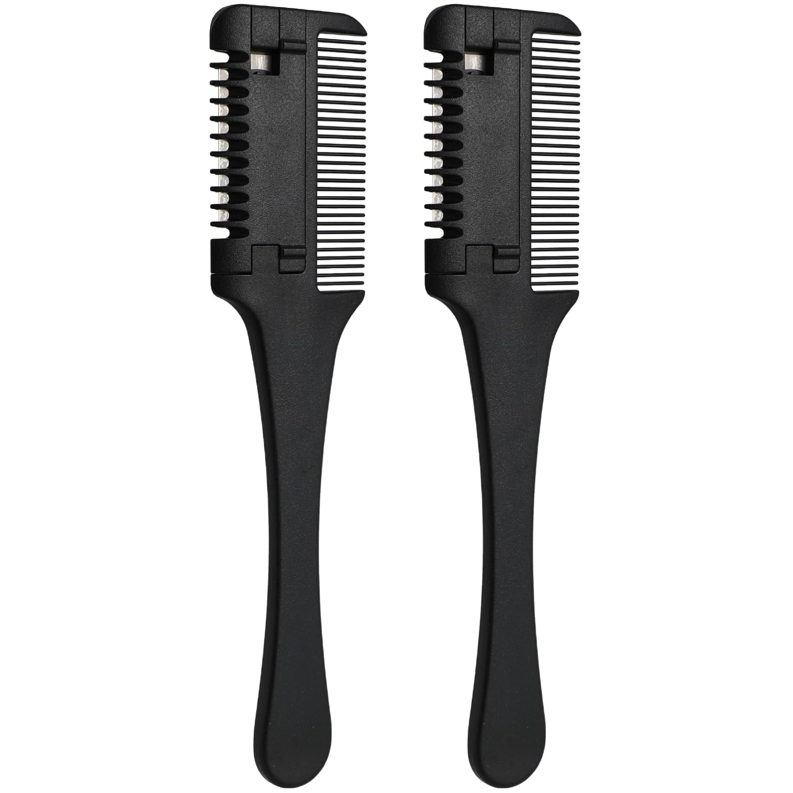 Ipetboom Razor Combs for Hair Cutting Women Men 2pcs, Double Hair Razor Trimmer Blades Thinning Comb for DIY Styling, Black