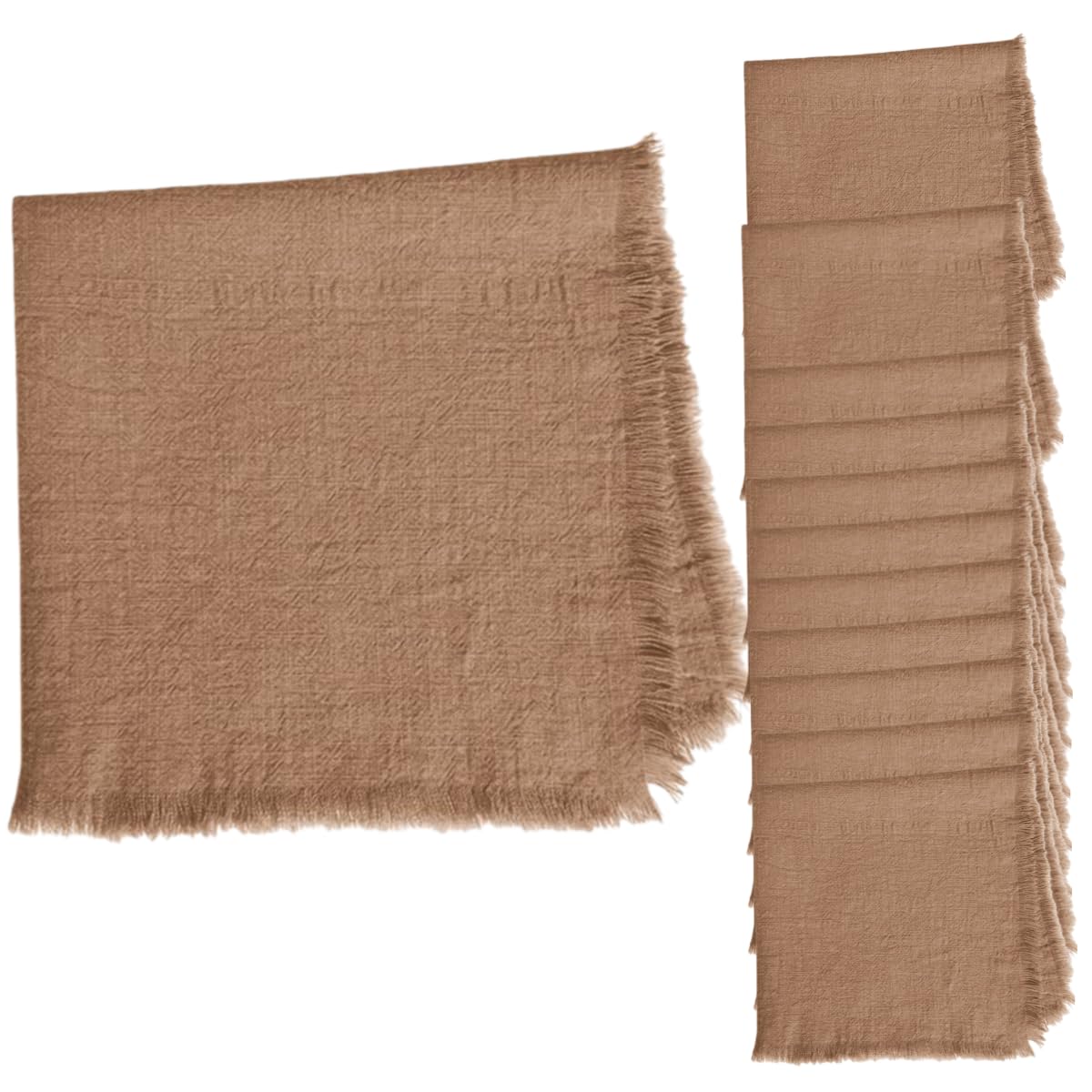 Servilleta Paquete De 12 Servilletas De Lino Y Algodón con Flecos 45 X 45 Cm Manteles Individuales Decorativos para Fiestas Y Festividades Color Marrón