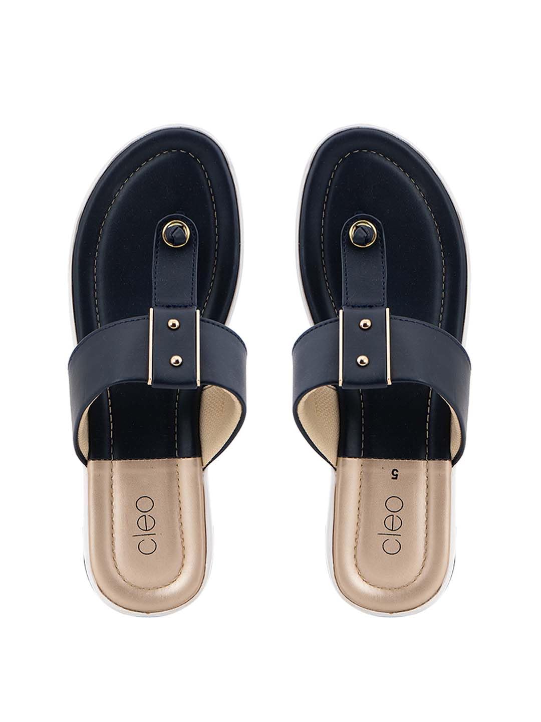 CLEO Khadims Navy Flat Slip On Sandal for Women (5320319) (B0D113N4VX) Amazon Price History, Amazon Price Tracker