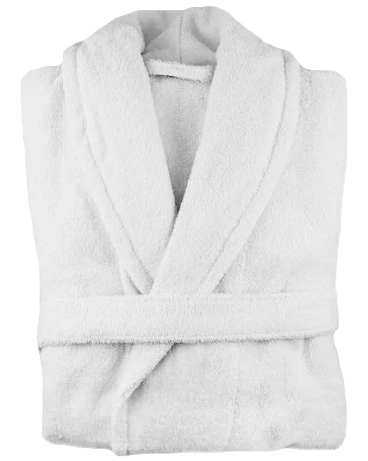 A & B Traders Unisex White Cotton Terry Towel Dressing Gown Shower Bath Robe