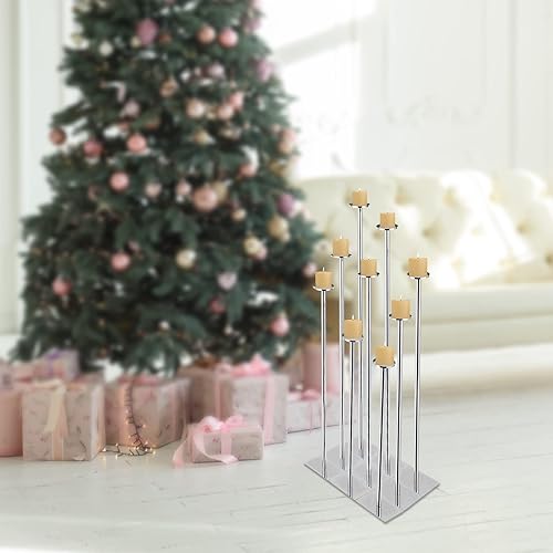 Miniatura 6 de DIY 9 candelabros de piso candelabros centro de mesa para juego de velas de té decoración de boda, portavelas decorativo para sala de estar, comedor
