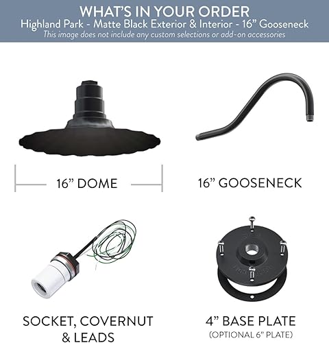 Miniatura 7 de Steel Lighting Co.  Del atardecer al amanecer  Luz de granero Highland Park  Montada en la pared al aire libre  Onda radial de 16 pulgadas  Cuello