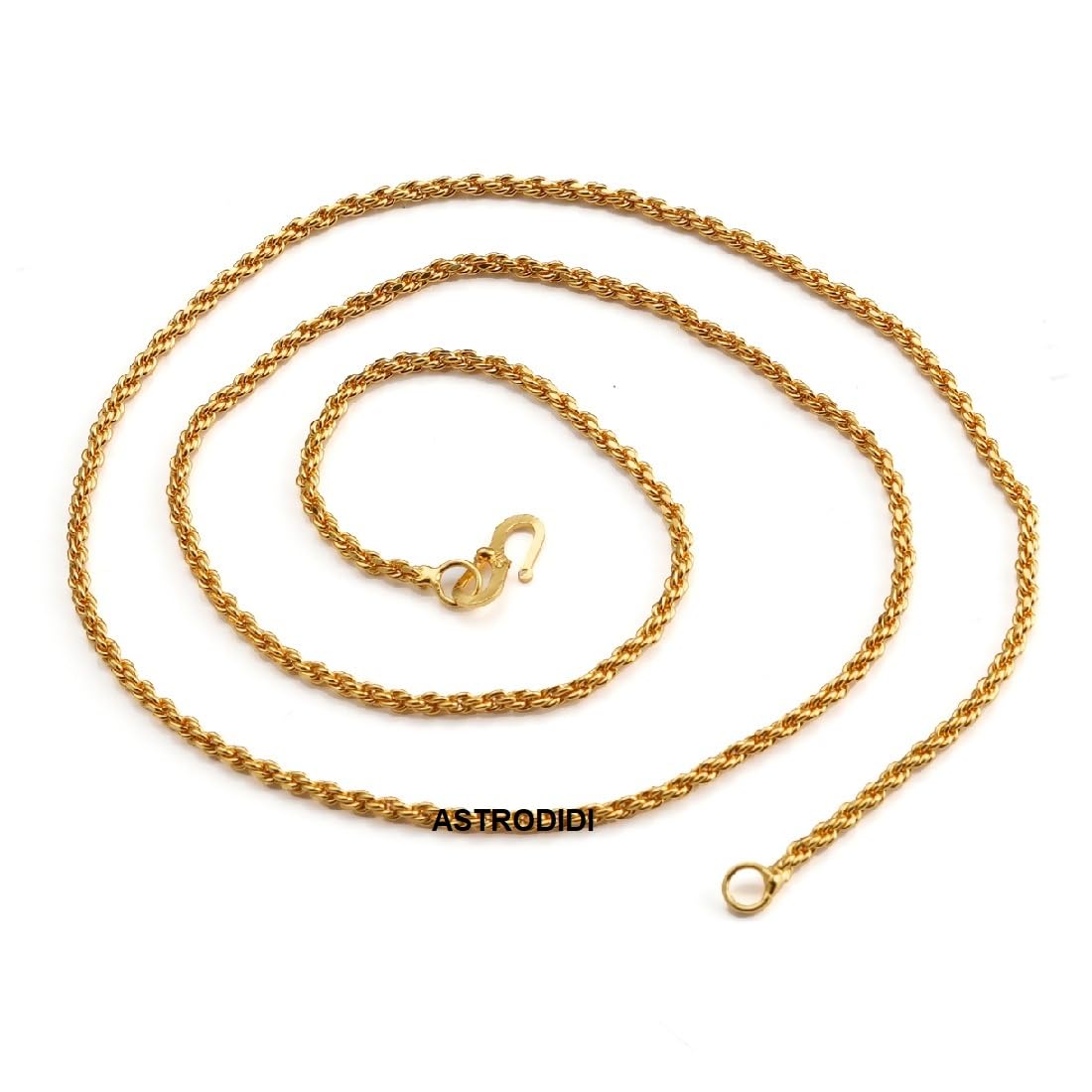 astrodidi Gold Plated Chain | 24 Inch Stylish Light Weighted Golden Brass Neck Chain For Girls Women Men Boys (CHAIN-BALA-17)-picture-24