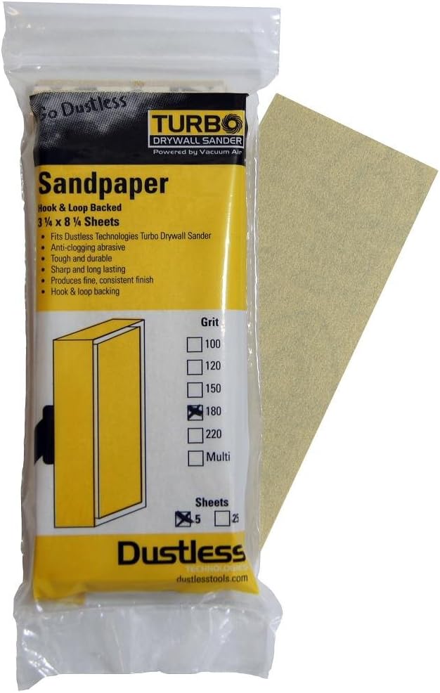 Dustless Technologies54201 180 Grit Sandpaper, 5-Pack