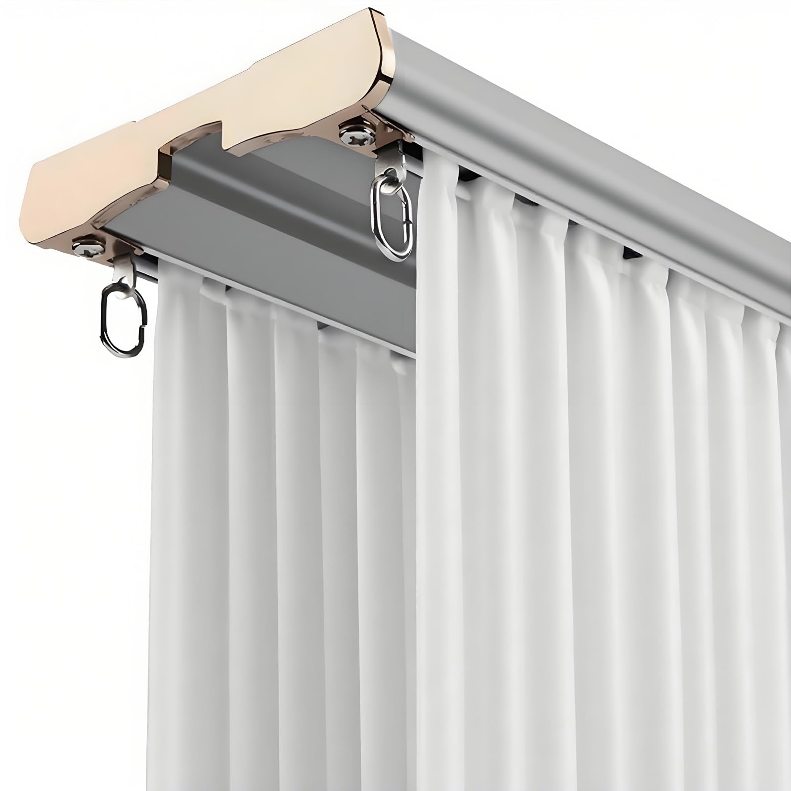 Cichy system podwójnych karniszy do biura, salonu i sypialni, solidna aluminiowa szyna do montażu sufitowego, długość 1,2/2,4/3,6/4 m (szary)