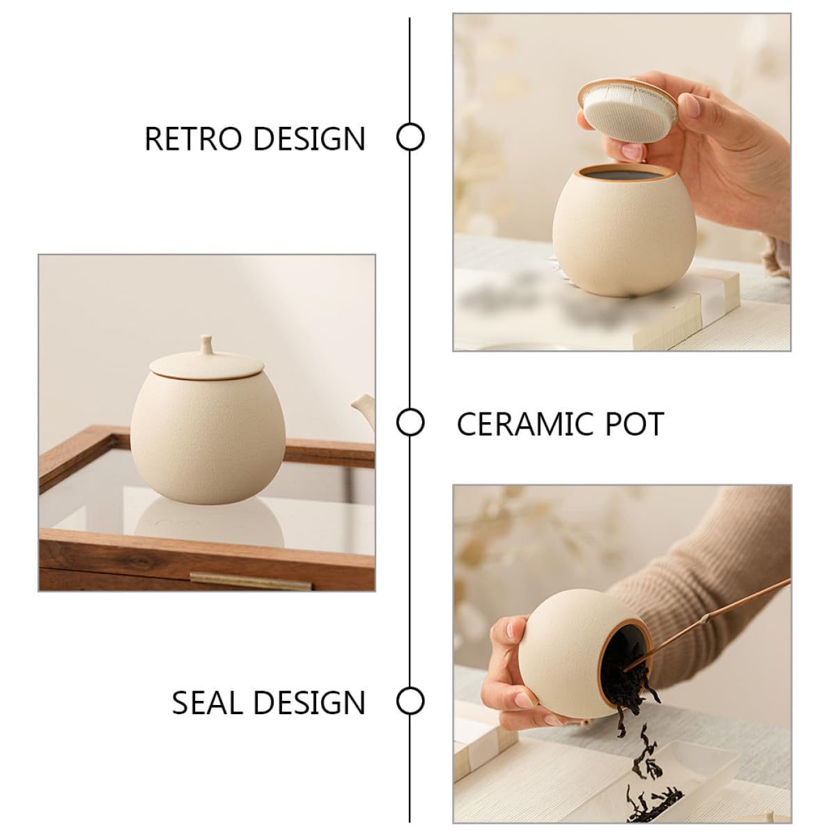 TOYANDONA Barattolo per Conservazione Tè e Tisane in Porcellana Bianco Chiusura Ermetica Piccolo e Pratico Design Retrò Raffinato, per Cucina e Casa