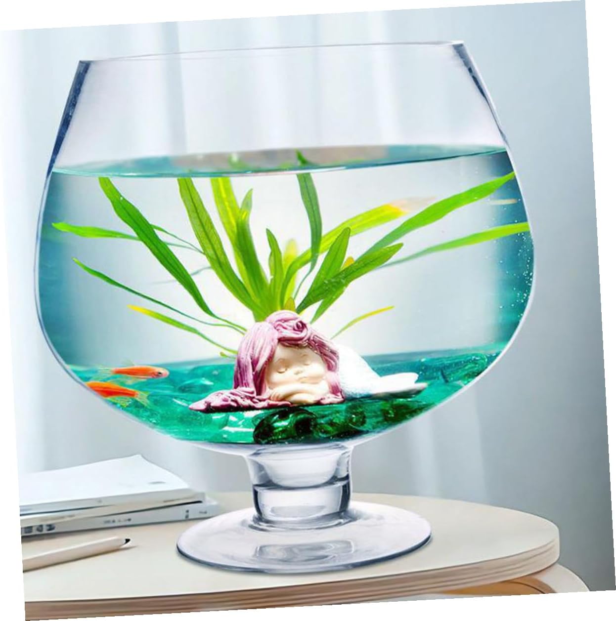 Toyvian Multi-Function Glass Fish Bowl Vase 5000ml Desktop Aquarium Tank Hydroponic Goldfish Tank Suitable for Home Office Decor