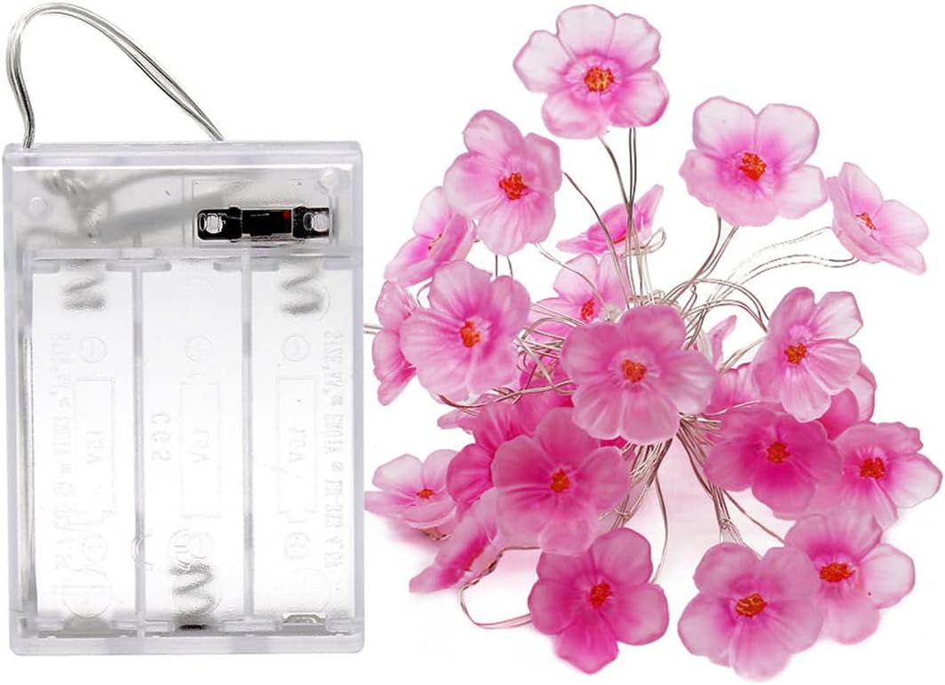Cherry Blossom String Lights, Flower Fairy Lights Aesthetic Room Decor, Sakura Floral Garland Battery Operated for Bedroom, Girls Gift, Spring Party (Warm White, 10ft 30 LED)