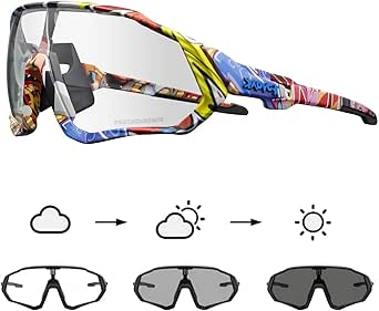 KAPVOE Photochromic Cycling Glasses Men Women Mountain Bike Sunglasses Clear MTB Bicycle Riding