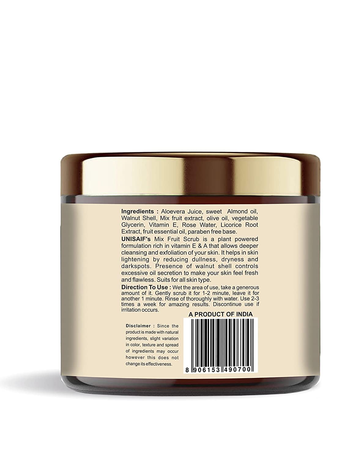 Unisaif Organic Mix Fruit Face Scrub - Face Exfoliator Body Scrub with Mix Fruit Extracts for Skin Toning | Detoxify | Openpores | Exfoliating (100g)