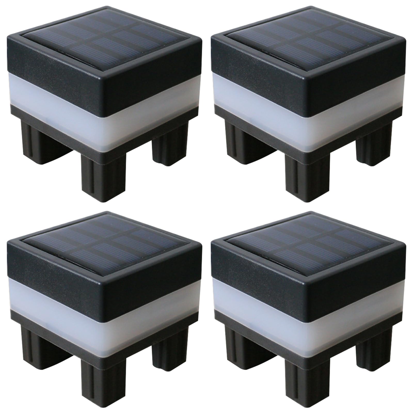 NASSMOSSE Solar Post Cap Lights, 4Pcs Waterproof Fence Post Solar Lights 2 Colors Lights Solar Post Lights Outdoor Deck Column Cap Lamp for Flat Surface Patio Garden Decor