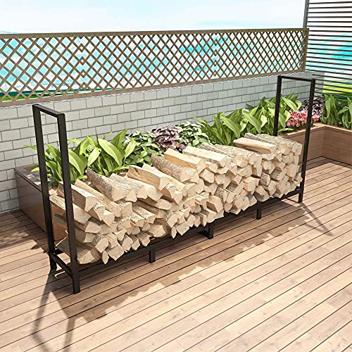 Foyuee Firewood Rack Outdoor 8Ft Log Holder For Fireplace Indoor Fire Wood Storage Holding Stand Heavy Duty thumb #4