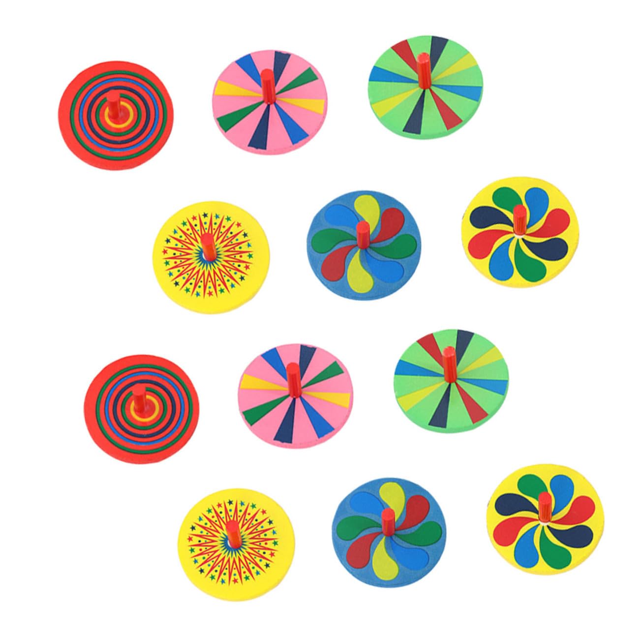Kisangel 12Pcs Wooden Gyro Colorful Hand Spinning Tops for Educational Playthings to Enhance Hand Eye Coordination Fun Portable for Preschool Learning Activities