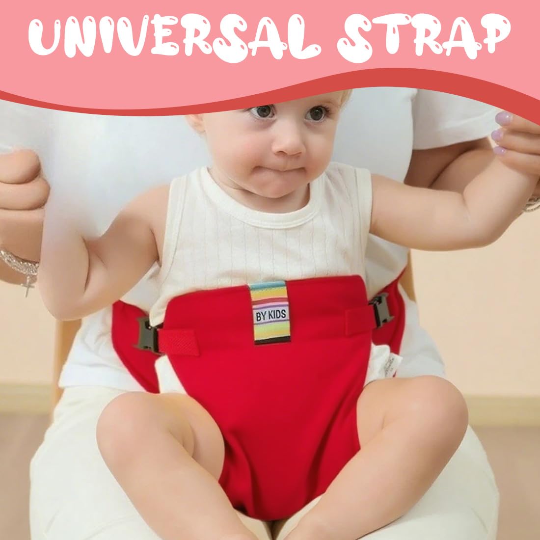 Cinturino di Sicurezza Universale per Seggiolone Pappa, Seggiolini Sicurezza Bambini con Cinghie, Rosso