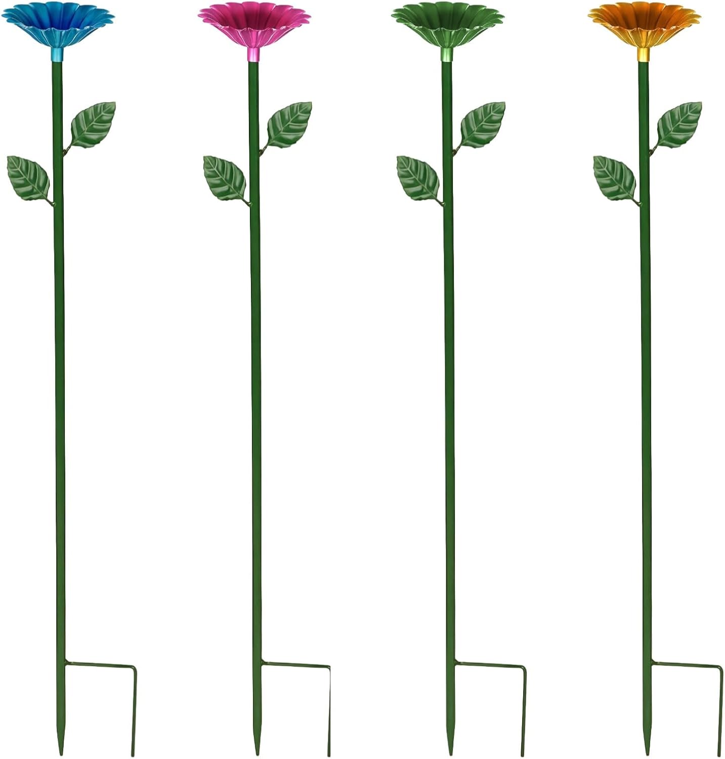 Colorful Bee and Butterfly Water Feeder in Flower Shape, Sturdy Metal Stand, Quick Installation, Excellent for Outdoor Gardens, Offers Nice Drinking Water for Bees