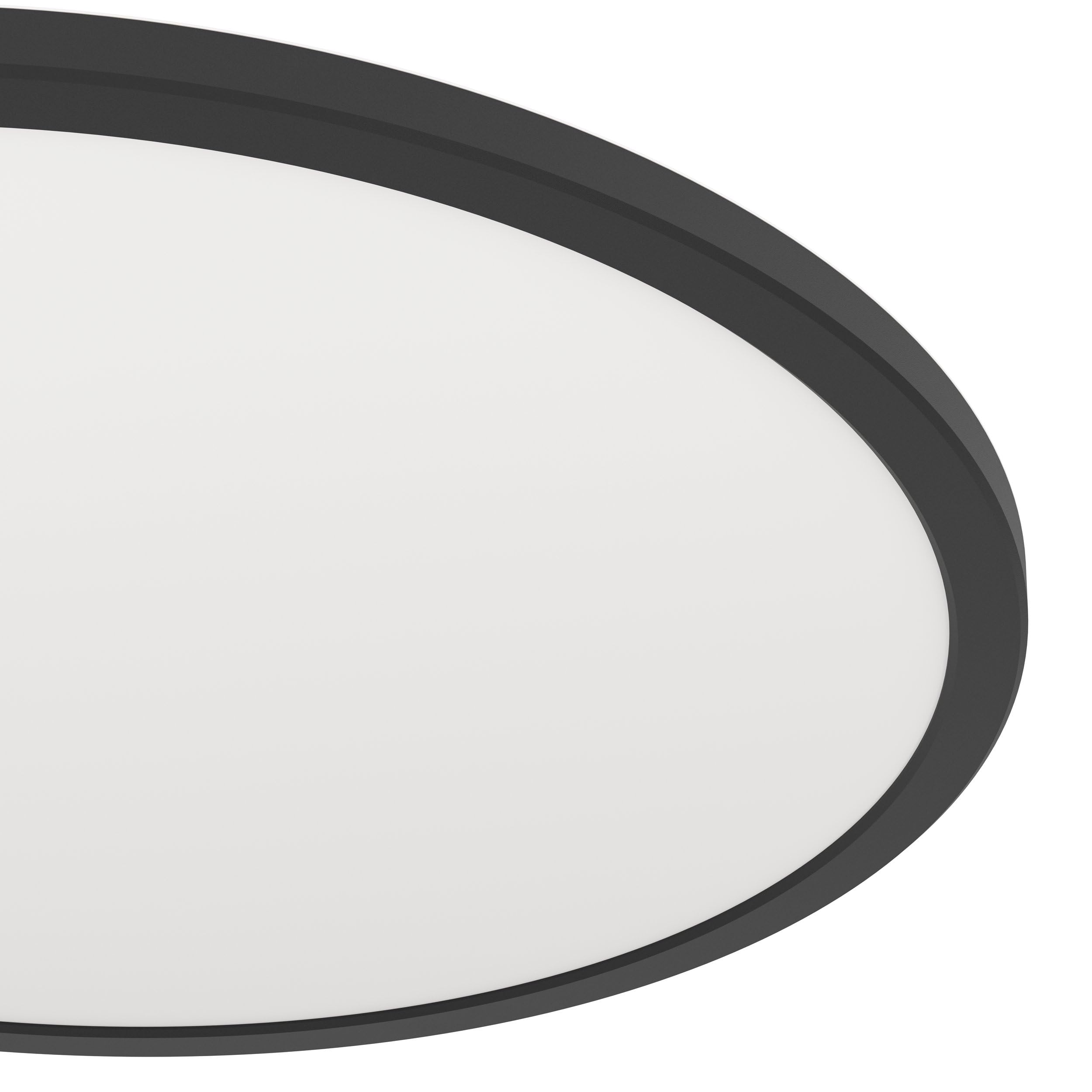Eglo Rovito Plafoniera a LED, rotonda, per bagno, lampada da soffitto in | plastica di colore nero e bianco, luce bianca calda e fredda, IP44, diametro 50 cm