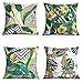 Zestaw 4 dekoracyjnych poszewek na poduszki tropikalne zielone poszewki na poduszkę 45 x 45 cm salon na zewnątrz sofa żółty pokrowiec samochodowy na kanapę poszewki na poduszki 45 x 45 cm