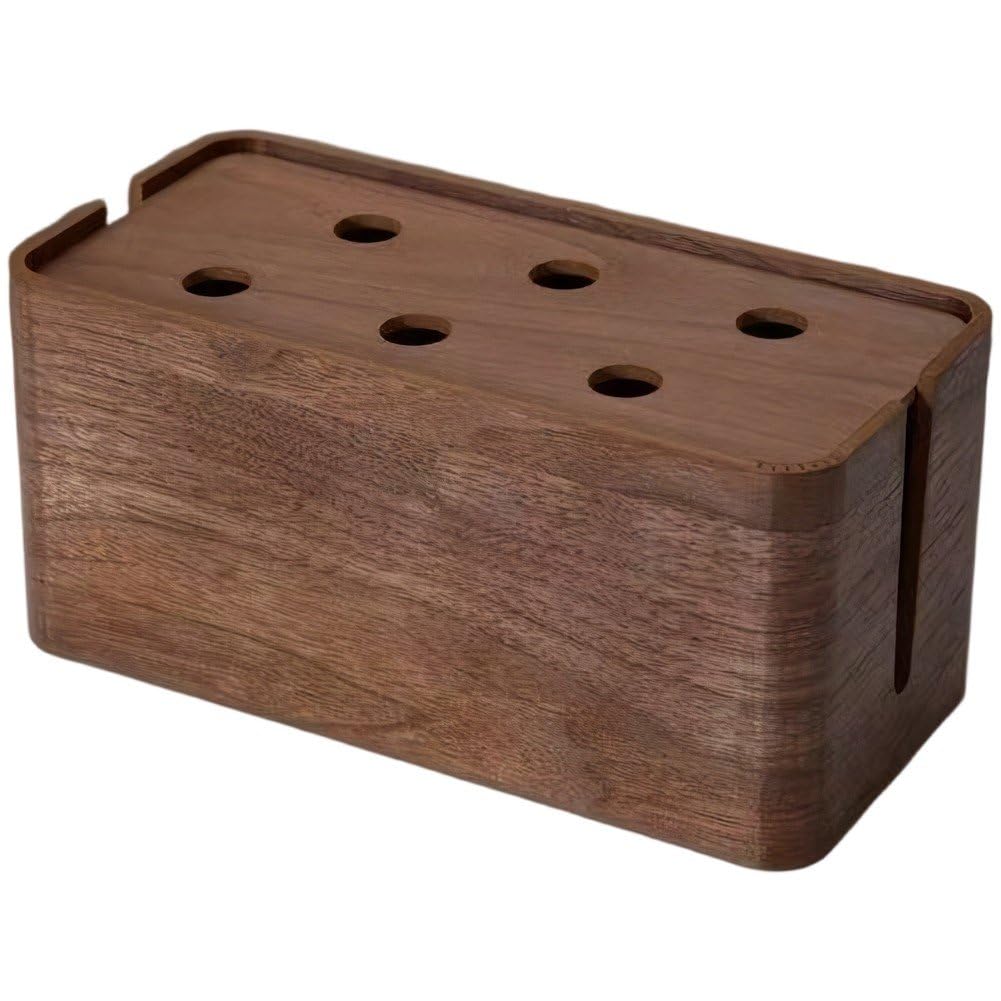 Boîte de rangement de câbles en bois pour organisation de multiprise