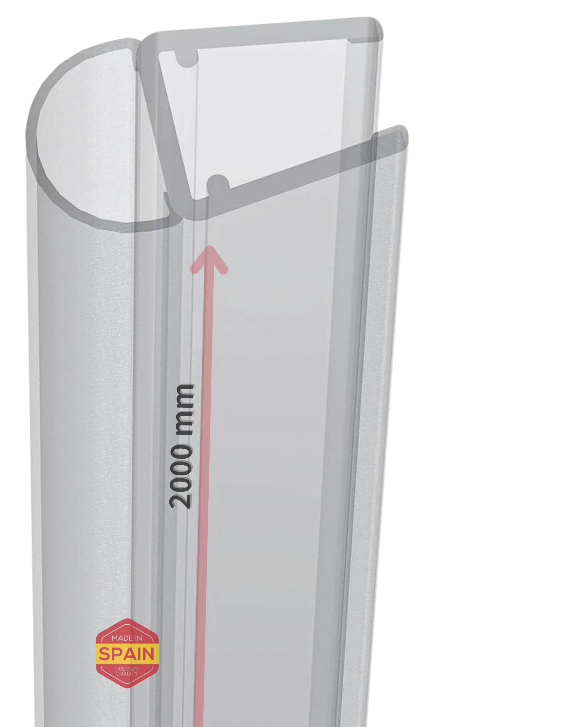 Gedotec Duschtürdichtung seitlich 200 cm - Dichtung Dusche Glastür 6 mm - 8 mm, Duschdichtungen für Duschtüren transparent UV beständig - Dichtung Duschtür senkrecht