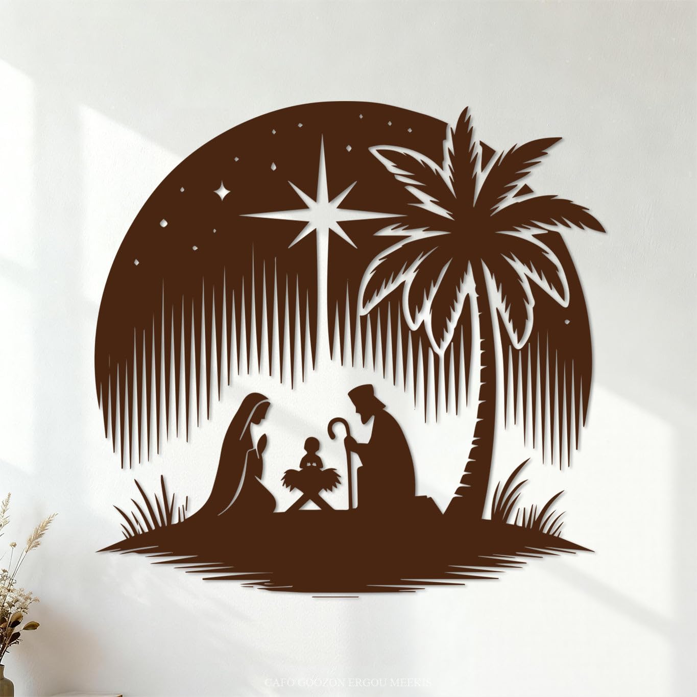 Ergou Stickerdecal-80833 Nativity Vinyl Wall Stickers 67.2X69.3cm Do Not Damage The Wall Surface Coffee