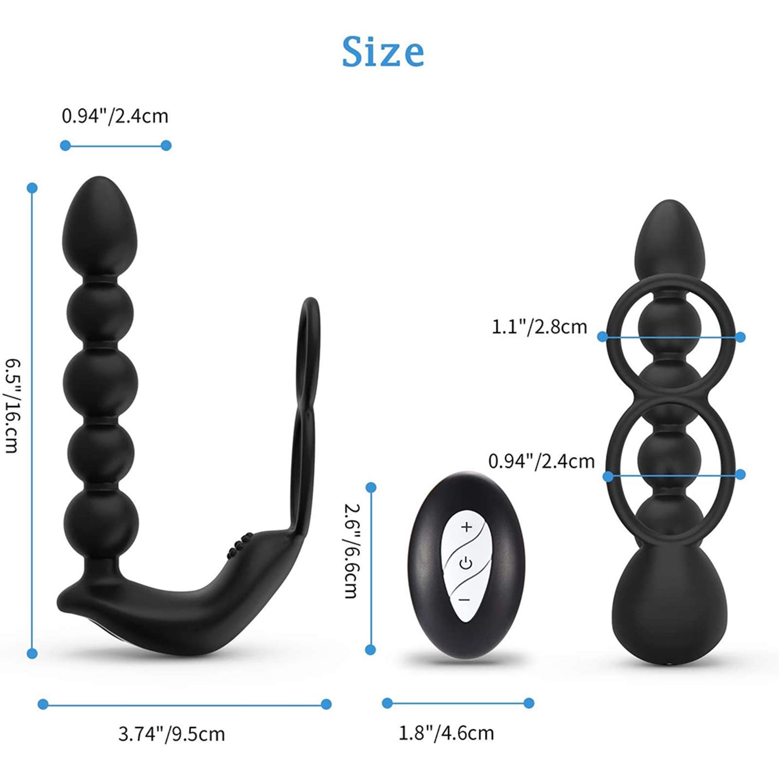 Vibrador de silicona, anillo prostático, 10 modos de vibración |