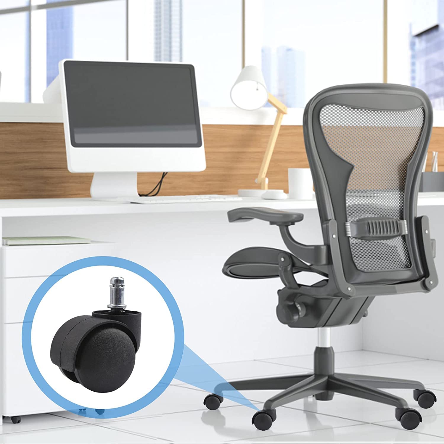 INCREWAY Set di 5 ruote in nylon con freno, ruota girevole di 50 mm Dia con funzione di blocco
