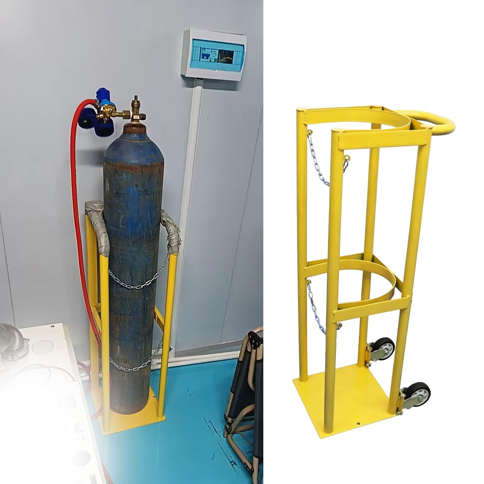 WXPGFEQ Portable Oxygen Cylinder Cart with Wheels, Gas Bottle Dolly Carrier, Hospital Nitrous Transport Shelf Stand