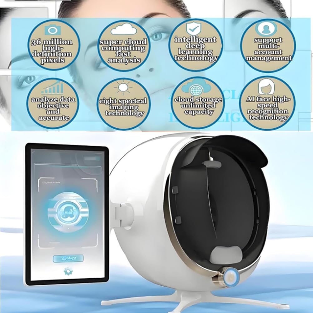 BCBKD Analizador De Piel Profesional, Analizador Facial Inteligente 3D, Analizador De Humedad Facial, Máquina Analizadora De Piel con IA, Medidor De Hidratación De La Piel 13.3In