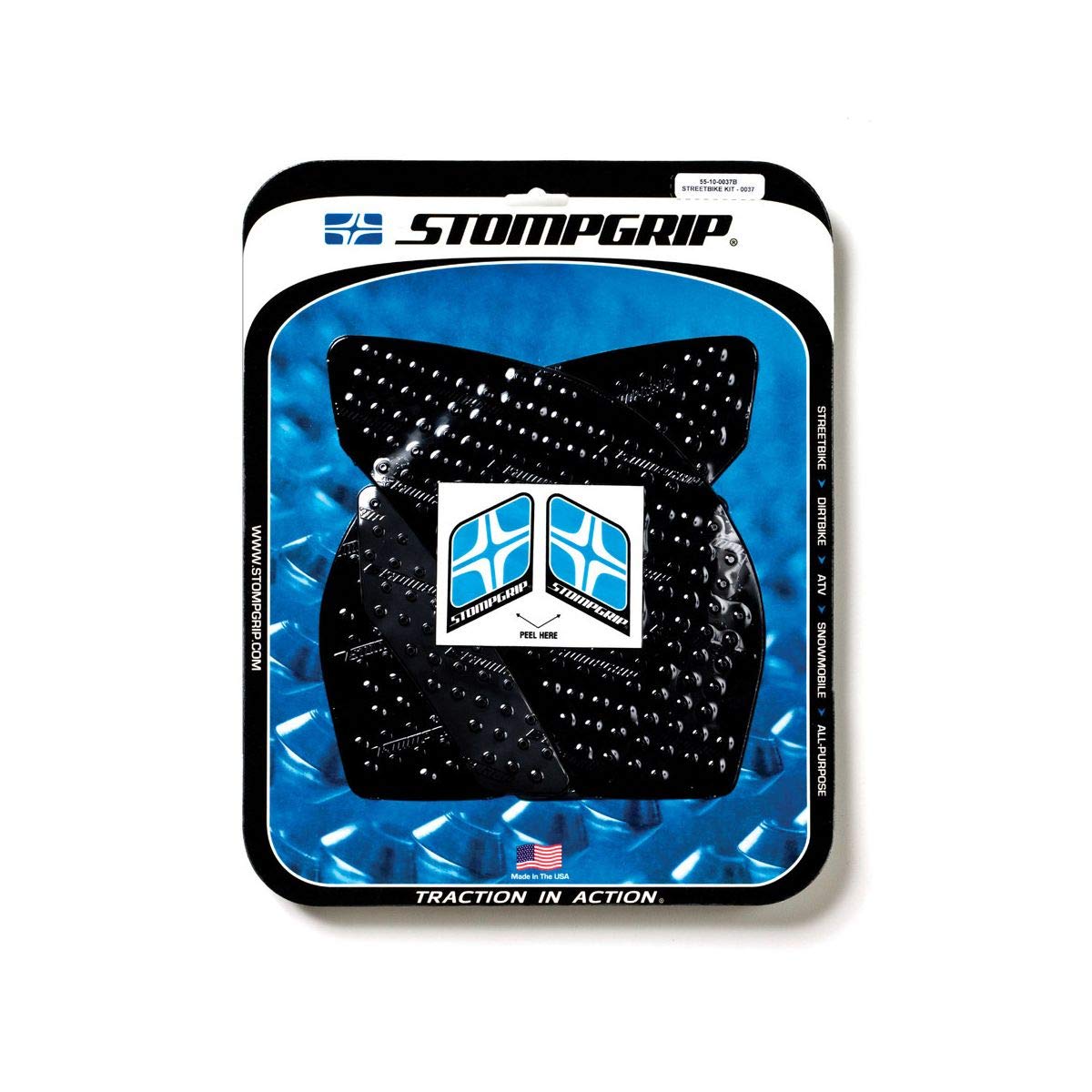 Stompgrip Motorcycle Traction Pads - STREET BIKE TANK GRIPS - VOLCANO - 0037 (Black)