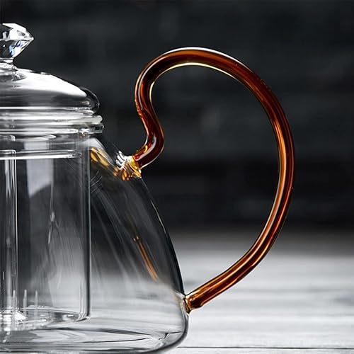 Miniatura 4 de OUSIKA Filtro de tetera de vidrio para el hogar Juego de té resistente a altas temperaturas 45.6 fl oz Salud Pot Espesado Gran Capacidad Juego de té