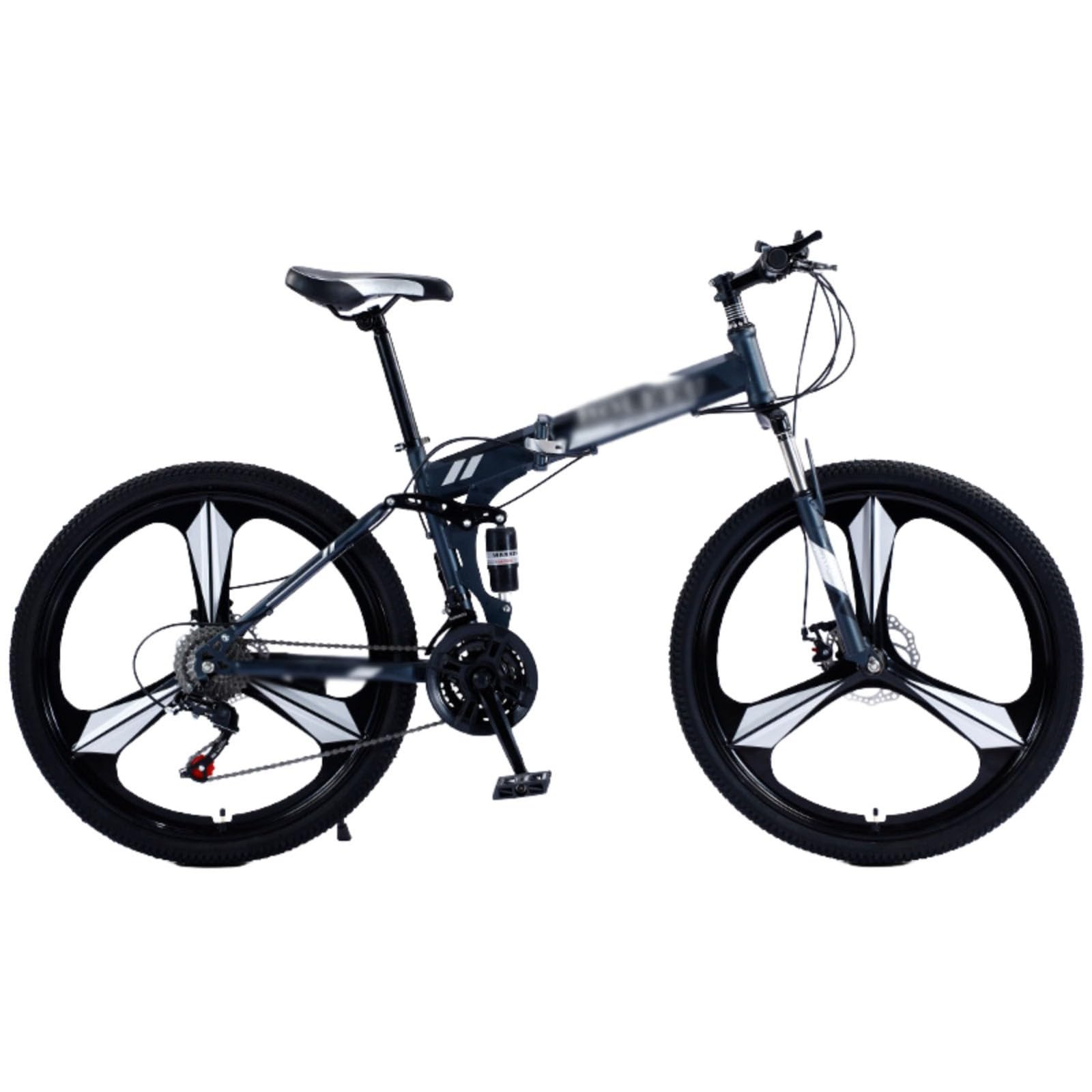 Bicicleta de montaña Plegable de 24" y 26", 21 velocidades, Doble suspensión, Frenos de Disco, Rueda de Tres aspas, para Todo Terreno, para Hombres y Mujeres.