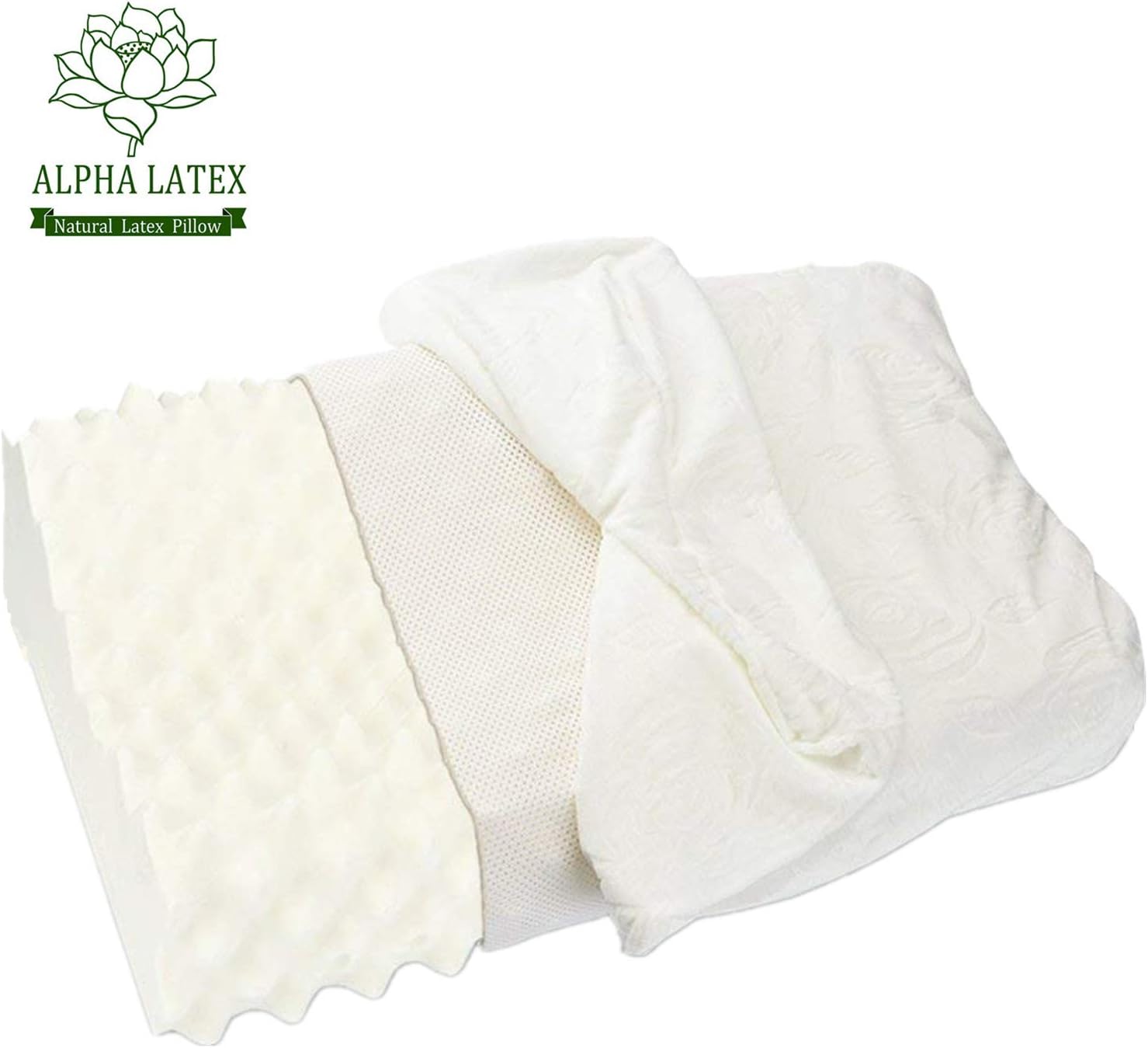ALPHA LATEX Latex Pillow, Thailand Natural Latex Massage Pillow for Stress Relief/Soft Breathable Organic Latex Cervical Pillow - Promote Blood Circulation and Improve Sleeping Quality